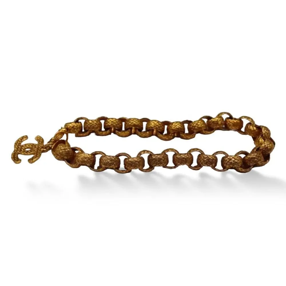 Vintage CHANEL Gold-Tone Woven Rope Chain-Link Necklace & Large 